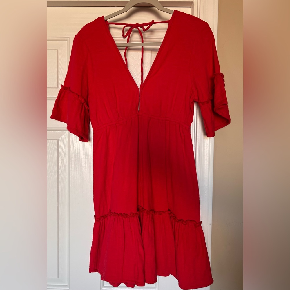 Billabong Vibrant Red Long Sleeve Dress